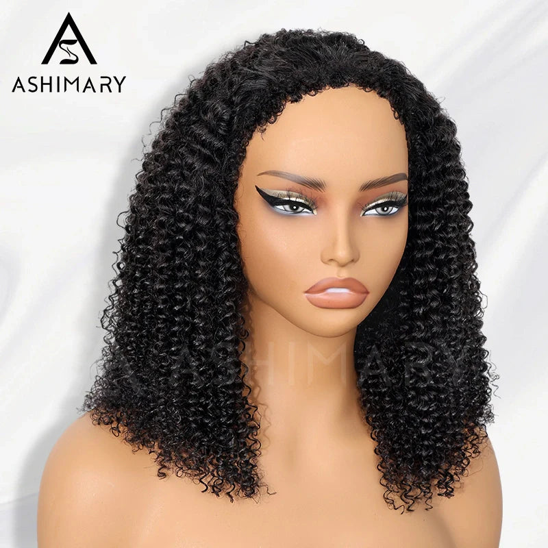4C Edge Hairline 3.0 Half Wig with Drawstring Kinky Curly Ready To Go Wig 3 in 1 Half Wig Human Hair Affordable Wig