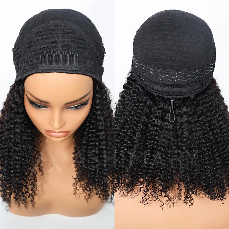 4C Edge Hairline 3.0 Half Wig with Drawstring Kinky Curly Ready To Go Wig 3 in 1 Half Wig Human Hair Affordable Wig