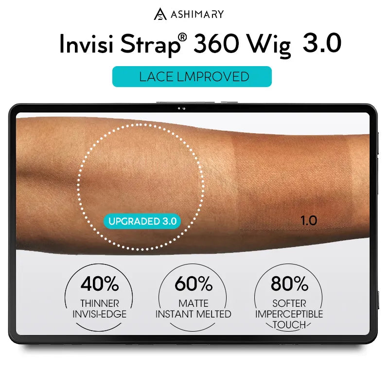 Ashimary Upgrade 360 Skin Lace Frontal with Invisi Strap Blonde 613 Body Wave Glueless Wig No Gel Needed Breathable Human Hair wig