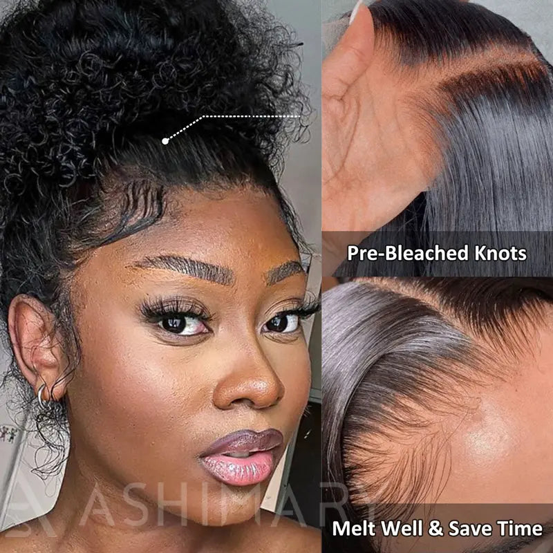 BOGO Kinky Curly Invisi Strap Snug Fit 360 Transparent Lace Frontal Updo Freely Human Hair Wig