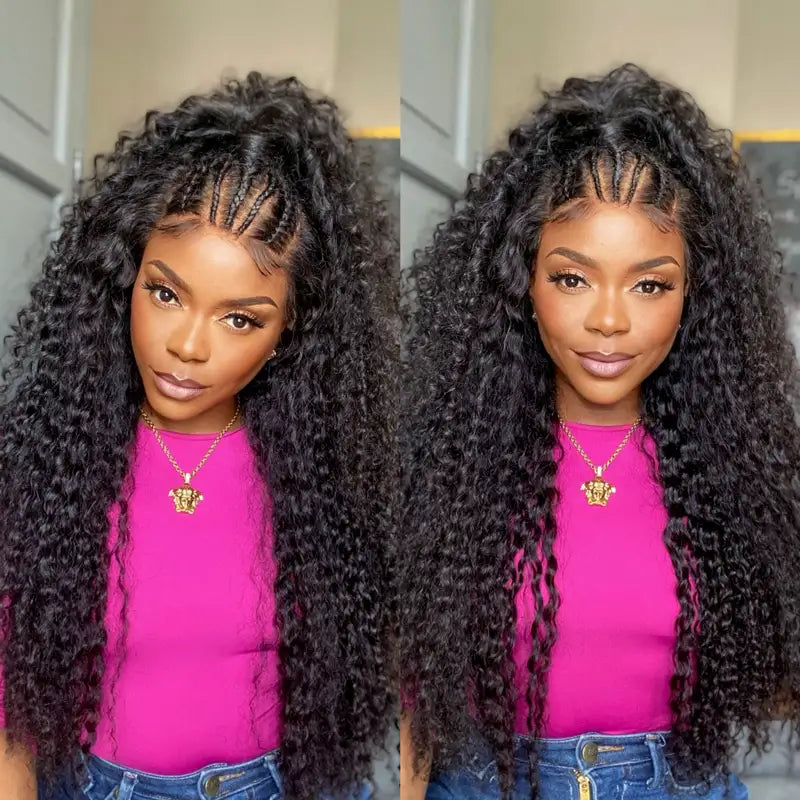 Kinky Curly Invisi Strap Snug Fit 360 Transparent Lace Frontal Bleached Knots Pre Cut Lace Wig