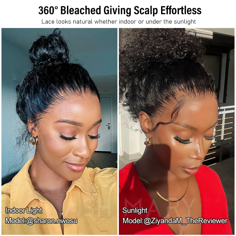 BOGO Kinky Curly Invisi Strap Snug Fit 360 Transparent Lace Frontal Updo Freely Human Hair Wig