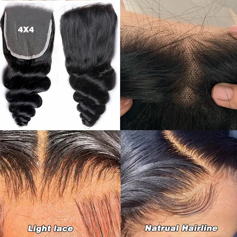 9A Loose Wave Virgin Hair 2/3 Bundles with Closure Natural Color Indian Hair