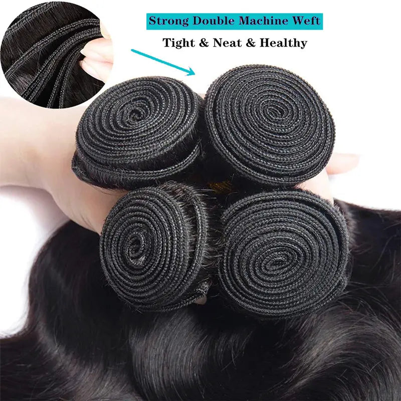 4 Bundles 10A Water Wave Brazilian Human Hair Bundles Natural Color