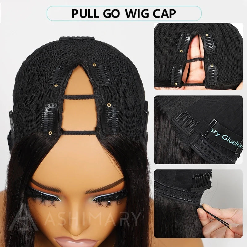 Pull Go Wig | Beginner Friendly Natural Scalp Curly Human Hair Upgrade Thin Part Wig Without Leave Out