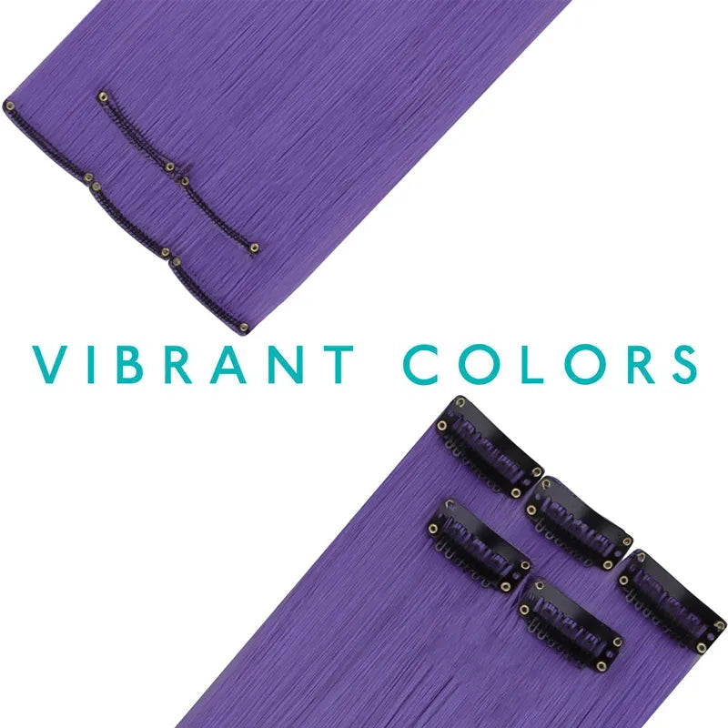 Clip In Seamless Reusable Hair Extensions Colored Silky Straight Human Hair 10Pcs/25g