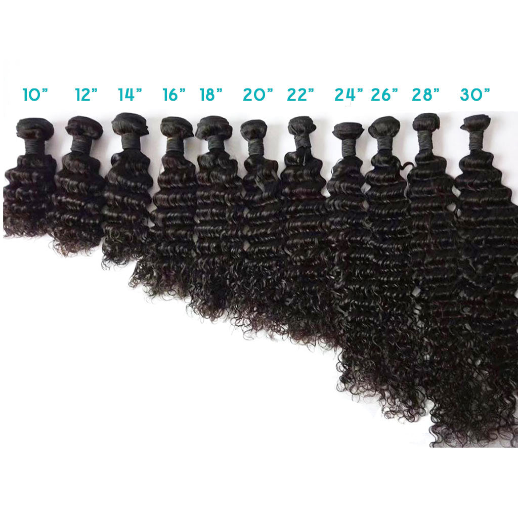 4 Bundles 10A Deep Wave Human Hair Bundles Natural Color