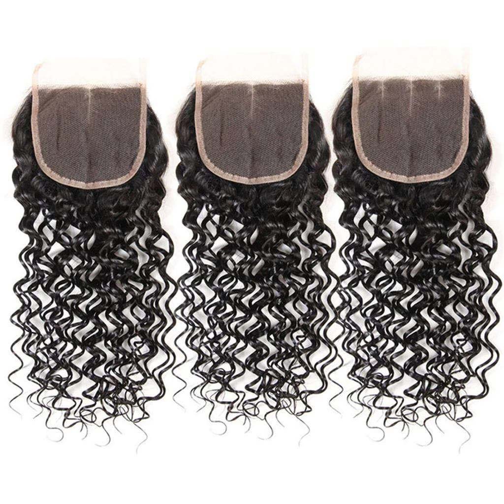10A Water Wave Hair 4 Bundles With Closure Brazilian Hair Natural Color