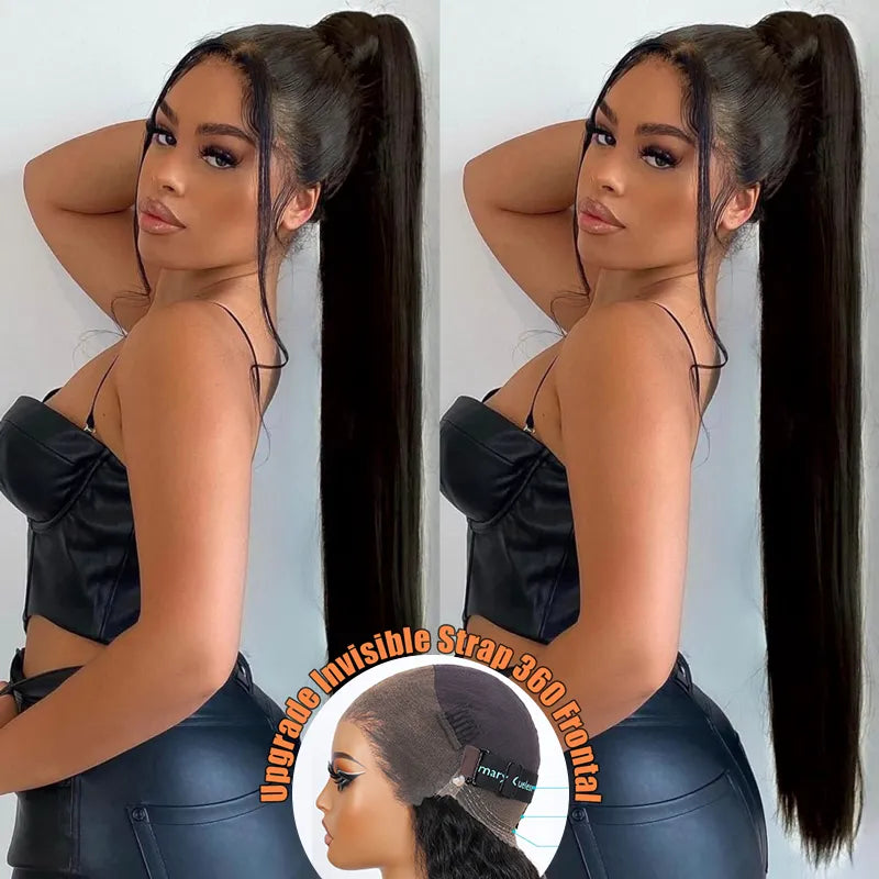 BOGO Straight 360 Lace Frontal Wig With Invisi Strap Pre-Cut Glueless Human Hair