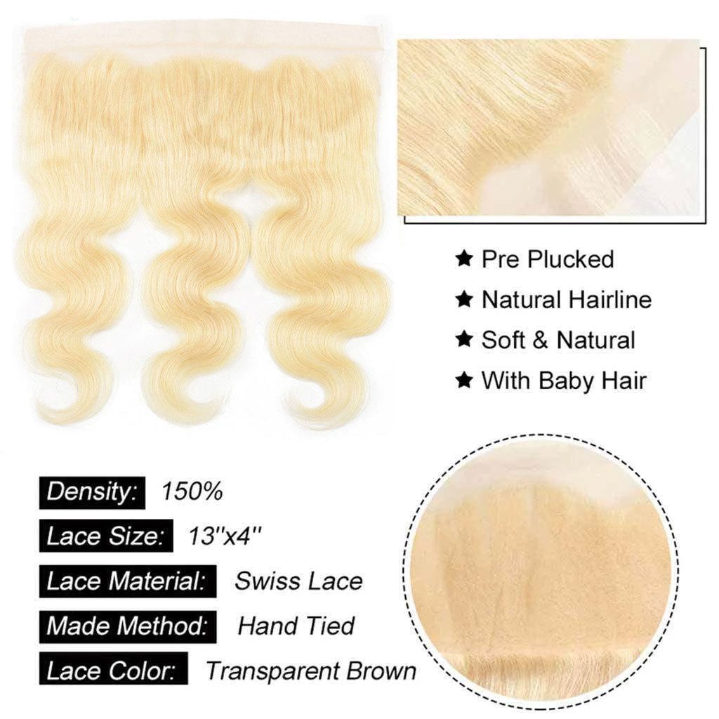 613 Blonde Body Wave Hair Lace Frontal Closure 13x4Inchs 100% Human Hair