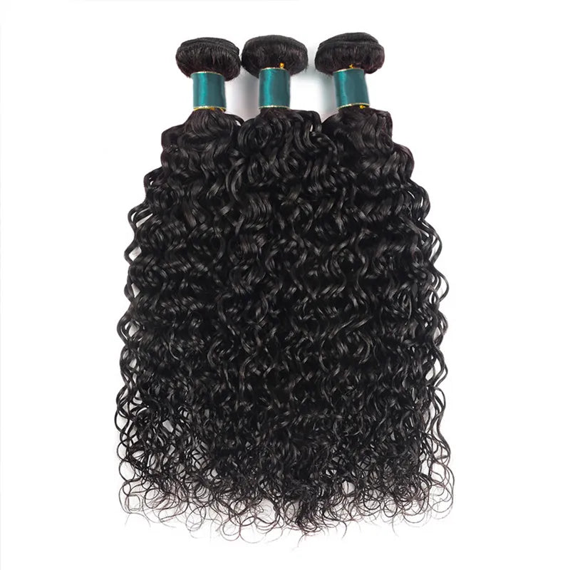 4 Bundles 10A Water Wave Brazilian Human Hair Bundles Natural Color