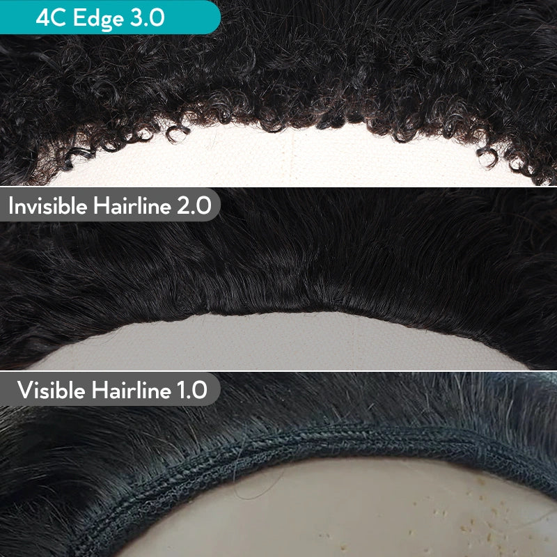 4C Curly Edge Afro Curly Flexible Fit Half Wig With Drawstring Natural Hairline Beginner Friendly