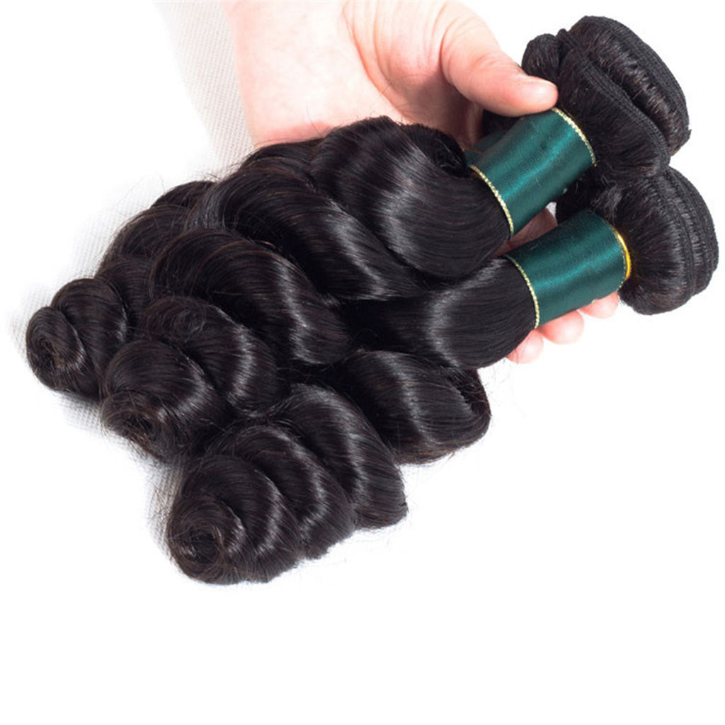 3 Bundles 9A Loose Wave Human Hair Bundles Natural Color