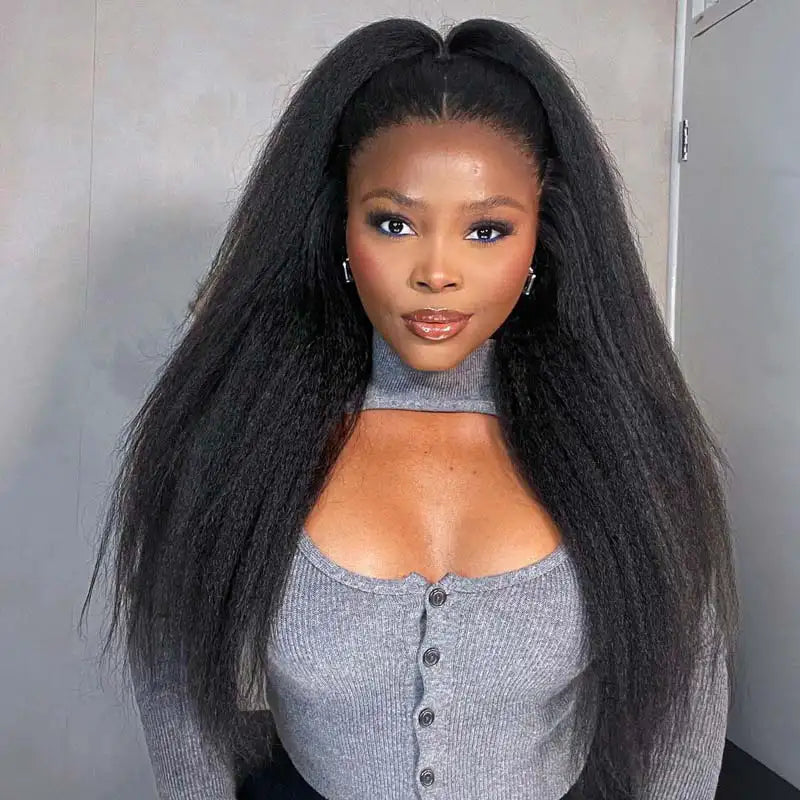 360 Lace Front Kinky  Straight Human Hair Wigs For Women