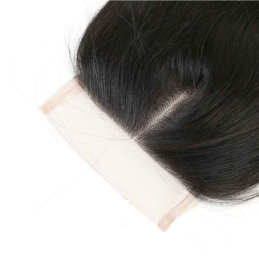 Ashimary Straight Hair 4x4Inchs Lace Closure Natural Color Remy Hair Closure 100% Human Hair