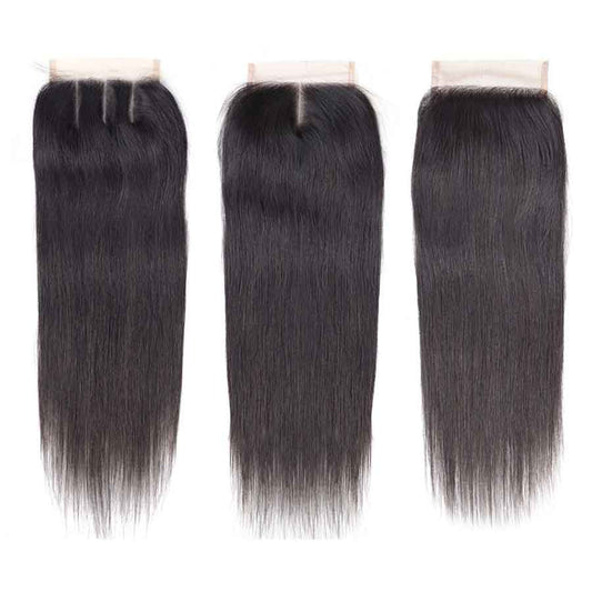 Ashimary Straight Hair 4x4Inchs Lace Closure Natural Color Remy Hair Closure 100% Human Hair