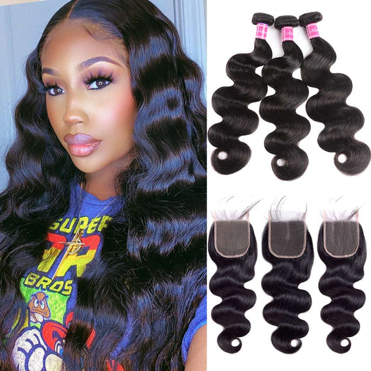 Body Wave Bundles with Closure Wig-Maker Kit High Density 10A Brazilian Human Hair
