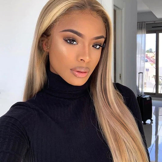 Customized Blonde Balayage on Brown Hair Transparent 13x4 &13x6 Full Lace Frontal Wig Ashimary Hair