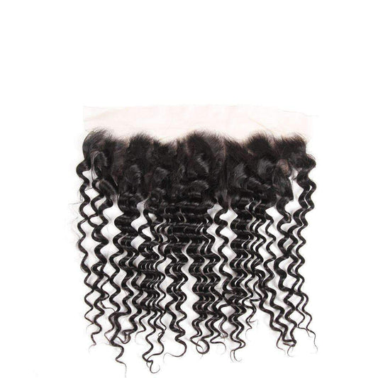 Deep Wave Hair Lace Frontal 13x4Inchs Natural Color 100% Human Hair