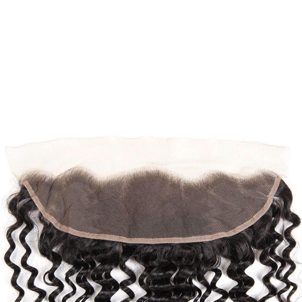 Deep Wave Hair Lace Frontal 13x4Inchs Natural Color 100% Human Hair