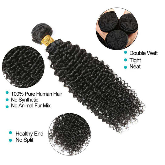 4 Bundles 10A Kinky Curly Hair Human Hair Bundles Natural Color