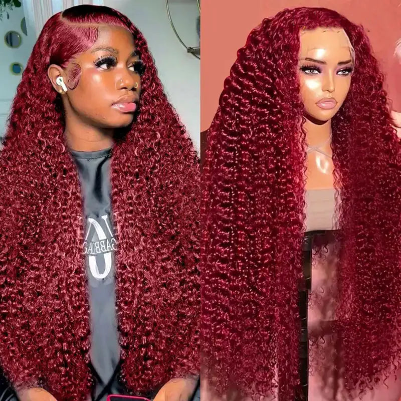 99J Burgundy Curly Wig 360 Frontal Wigs Ashimary Virgin Hair Front Wigs