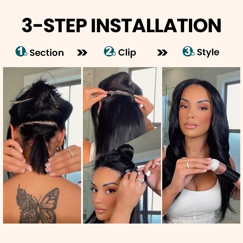 Straight / Kinky Curly / Yaki Straight Seamless Clip-in Hair Extensions Real Human Hair Pieces 140g 9pcs / 7pcs DIY Tape-in Extensions with Free Gifts