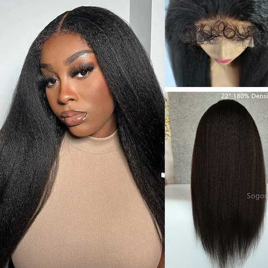 4C Edges 5x5 Transparent HD Lace Closure Wigs Kinky Straight Hair
