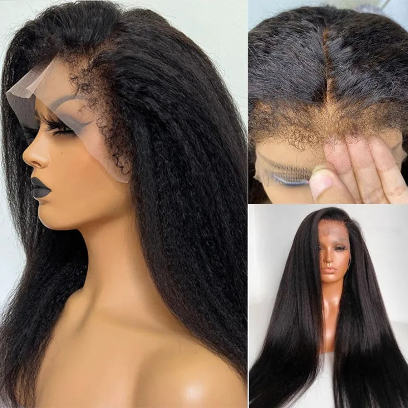 4C Hairline Wigs - 4x4 & 4x6 Lace Closure Kinky Straight with Realistic Hairline Human Hair Wig with Natural 4C Curly Baby Hair