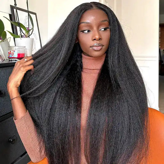 4C Hairline Wigs - 4x4 & 4x6 Lace Closure Kinky Straight with Realistic Hairline Human Hair Wig with Natural 4C Curly Baby Hair