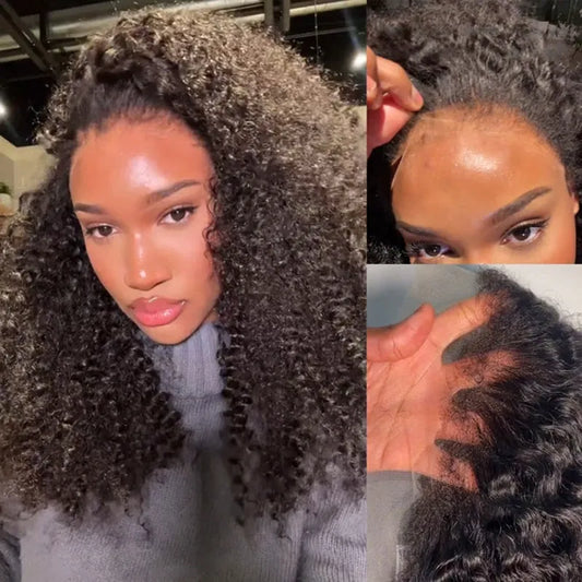 4C Hairline Wigs - Kinky Curly 4x4 & 4x6 Lace Closure with Realistic Hairline Human Hair Wig with Natural 4C Edges