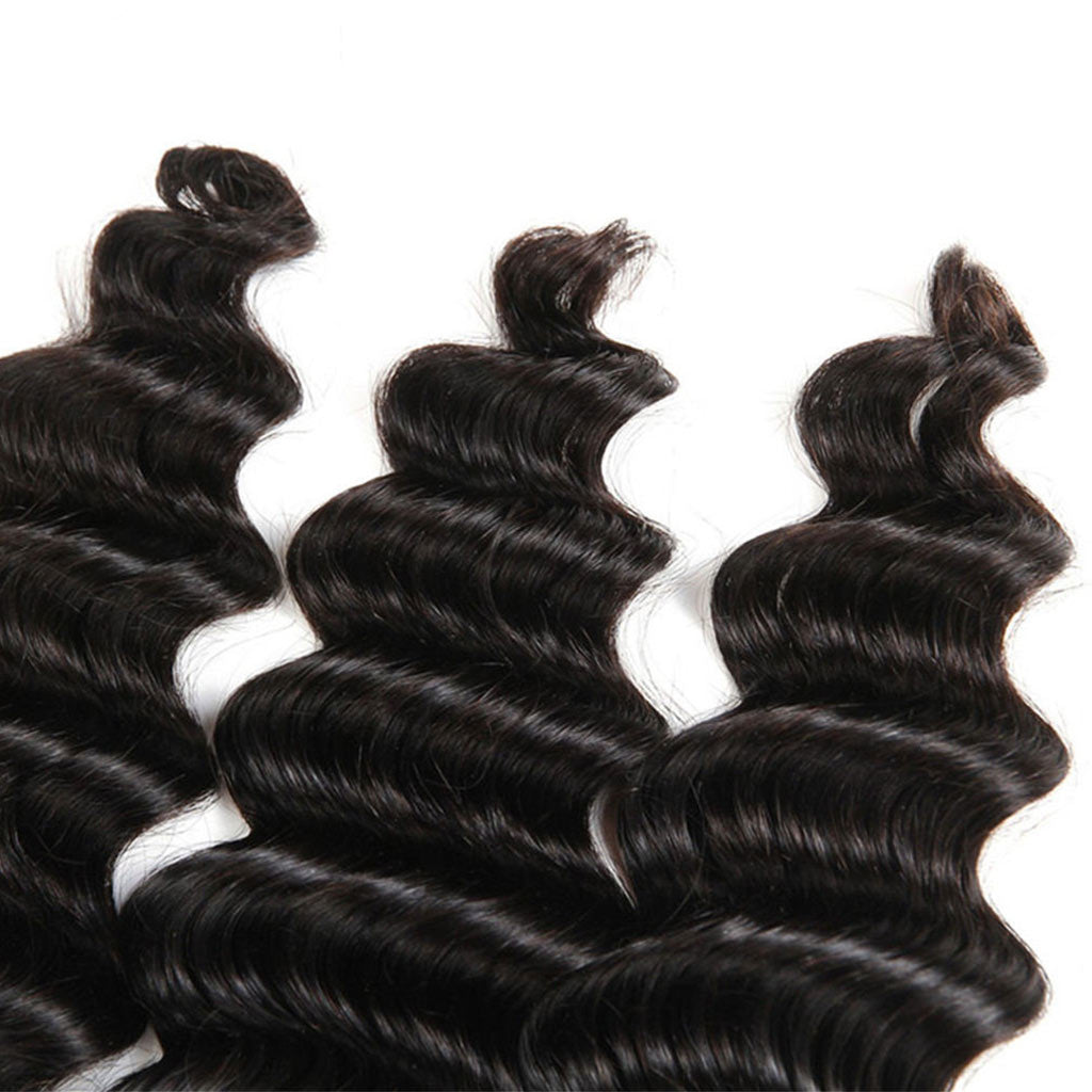 3 Bundles 10A Loose Deep Wave Virgin Hair Bundles Natural Color