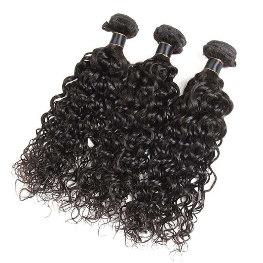 Water Wave 3 Bundles with Closure Ashimary 10A Brazilian Human Hair Natural Color