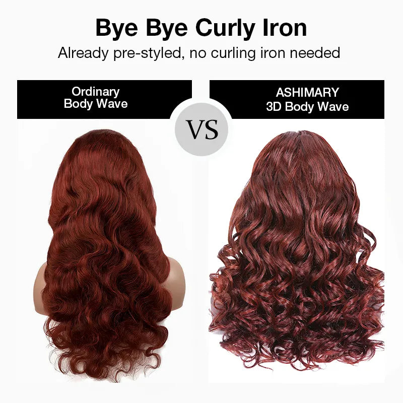 Extra 70% OFF | Reddish Brown 3D Body Wave Invisi Strap Laid Flat 360 Skin Lace Frontal Pre-Bleached Knots Put On & Go Wig