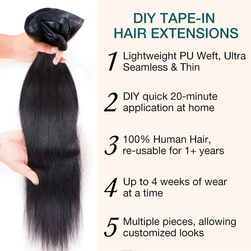 Straight / Kinky Curly / Yaki Straight Seamless Clip-in Hair Extensions Real Human Hair Pieces 140g 9pcs / 7pcs DIY Tape-in Extensions with Free Gifts