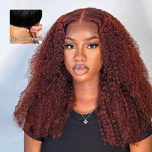 Pull Go Wig | Glueless V Part Kinky Curly Human Hair Wig Beginner Friendly