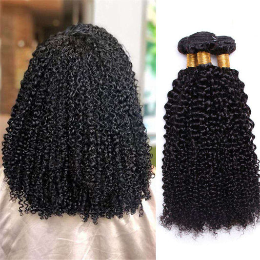 10A Kinky Curly Brazilian Hair 3 Bundles With Frontal Human Hair