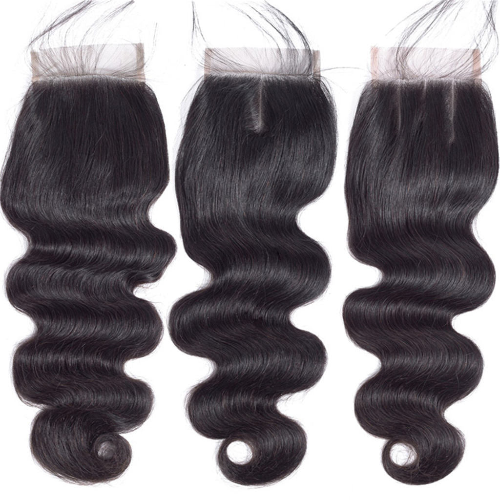 9A Body Wave Virgin Hair 3 Bundles with Closure Natural Color Brazilian Hair