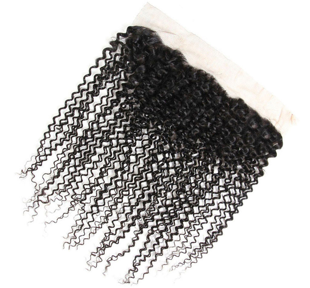13x4  Lace Frontal Kinky Curly Human Hair Natural Color
