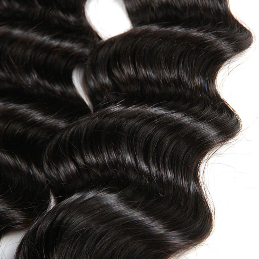 10A Loose Deep Wave Hair 4 Bundles With Closure Natural Color