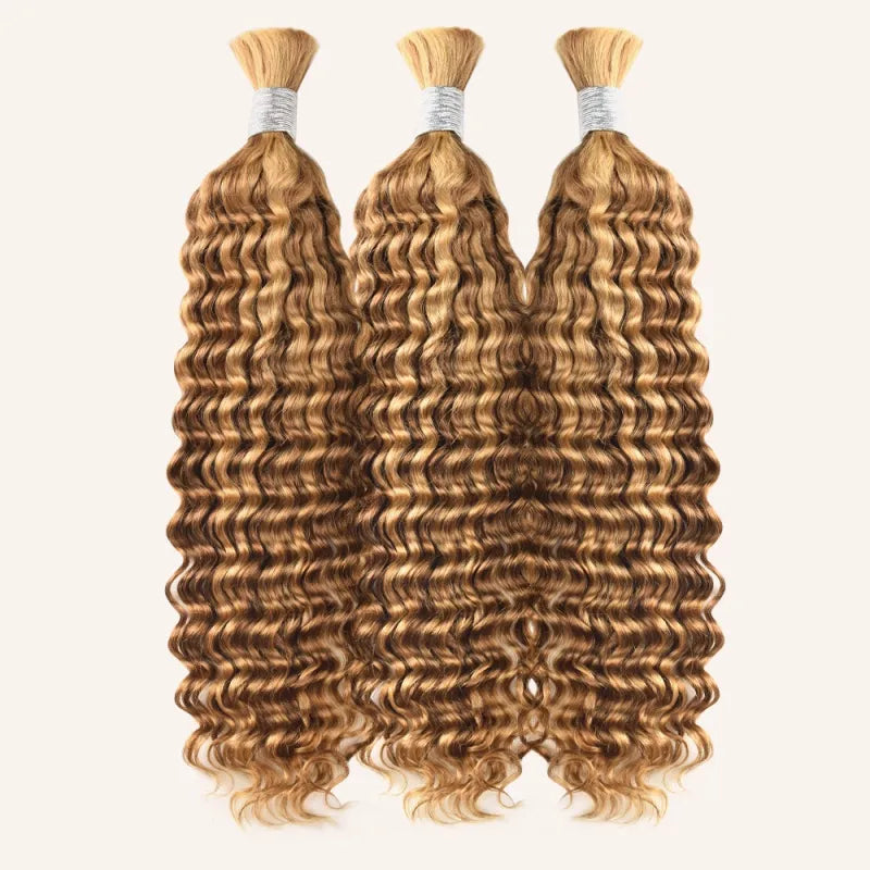 Ashimary Highlight P27/30 Deep Wave Bulk Human Hair For Knotless Braiding