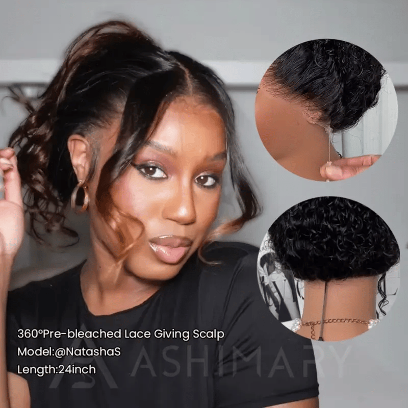 BOGO 360 Lace Frontal with Invisi Strap 3D Bouncy Body Wave Black Ombre Brown Highlight Pre Plucked Wig