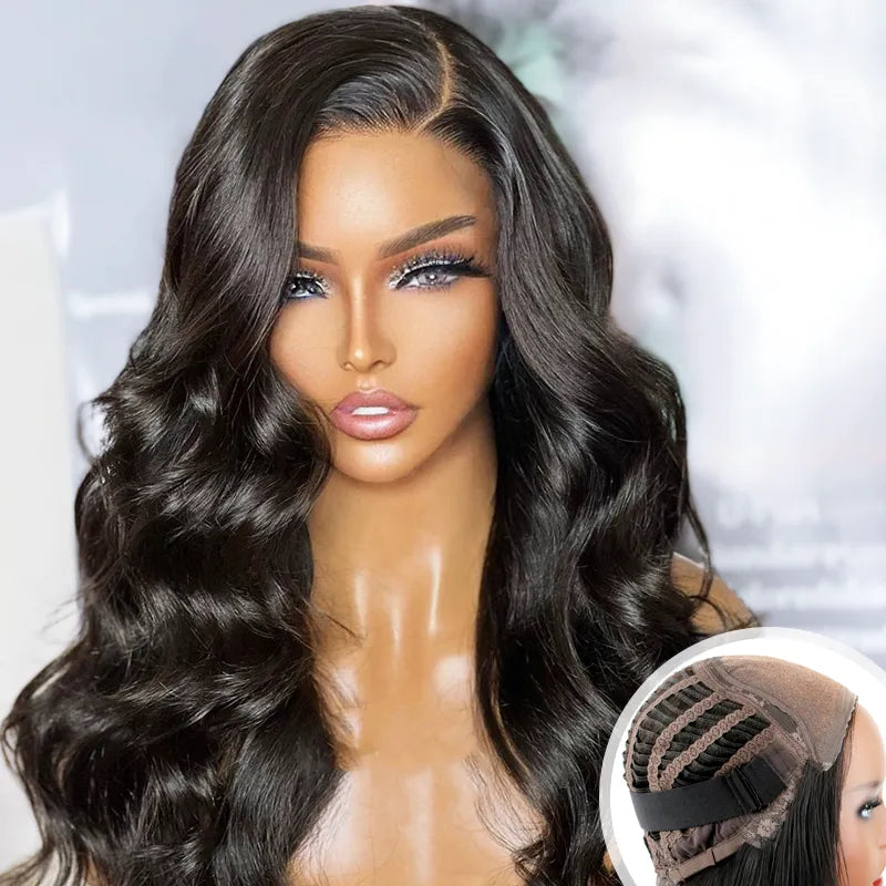 Air Wig| Ready To Go Body Wave HD Transparent Lace Human Hair Wig Easy on Easy off with Pre Plucked Hairline & Bleached Knots