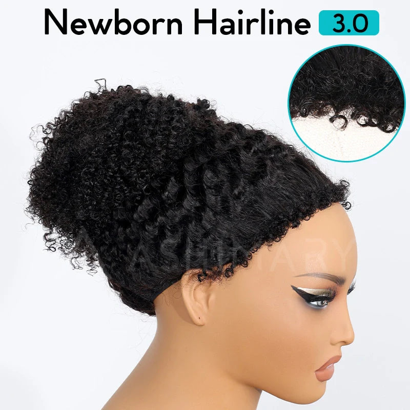 Yaki Straight Glueless Half Wig With Drawstring invisible Hairline Proctive Style 3 in 1 Beginner Friendly Wig