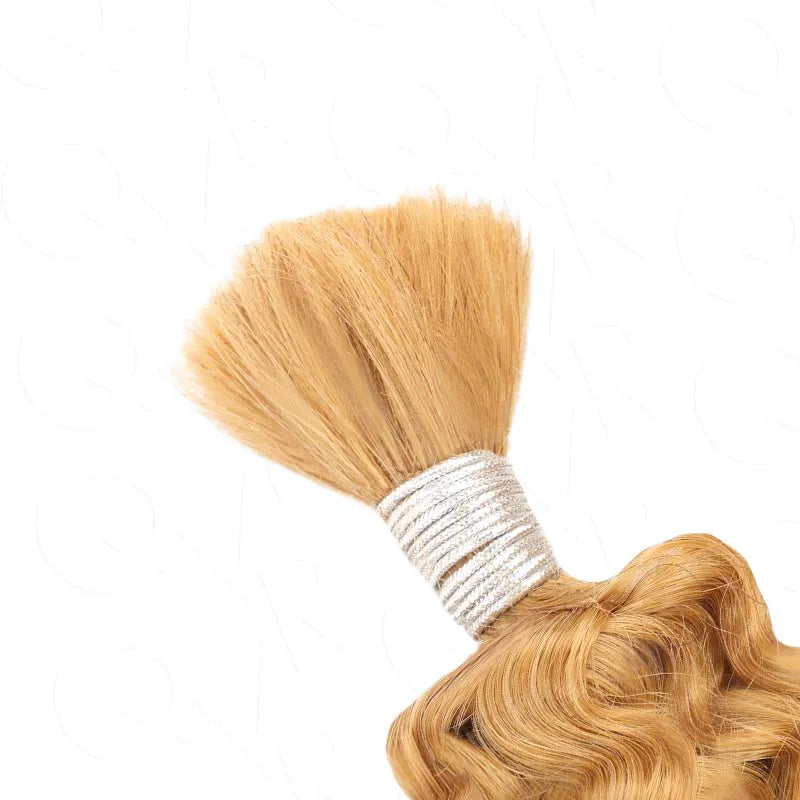 Ashimary #27 Honey Blonde Deep Wave Bulk Human Hair Extensions For Knotless Braiding 3pcs/pack