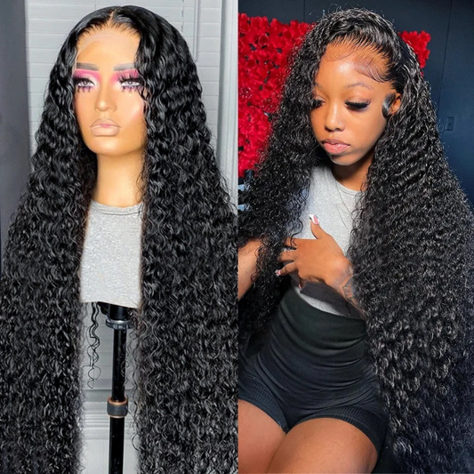 Long Wig | Water Wave 13x4 Transparent HD Lace Frontal Human Hair Wigs 28-38 Inch