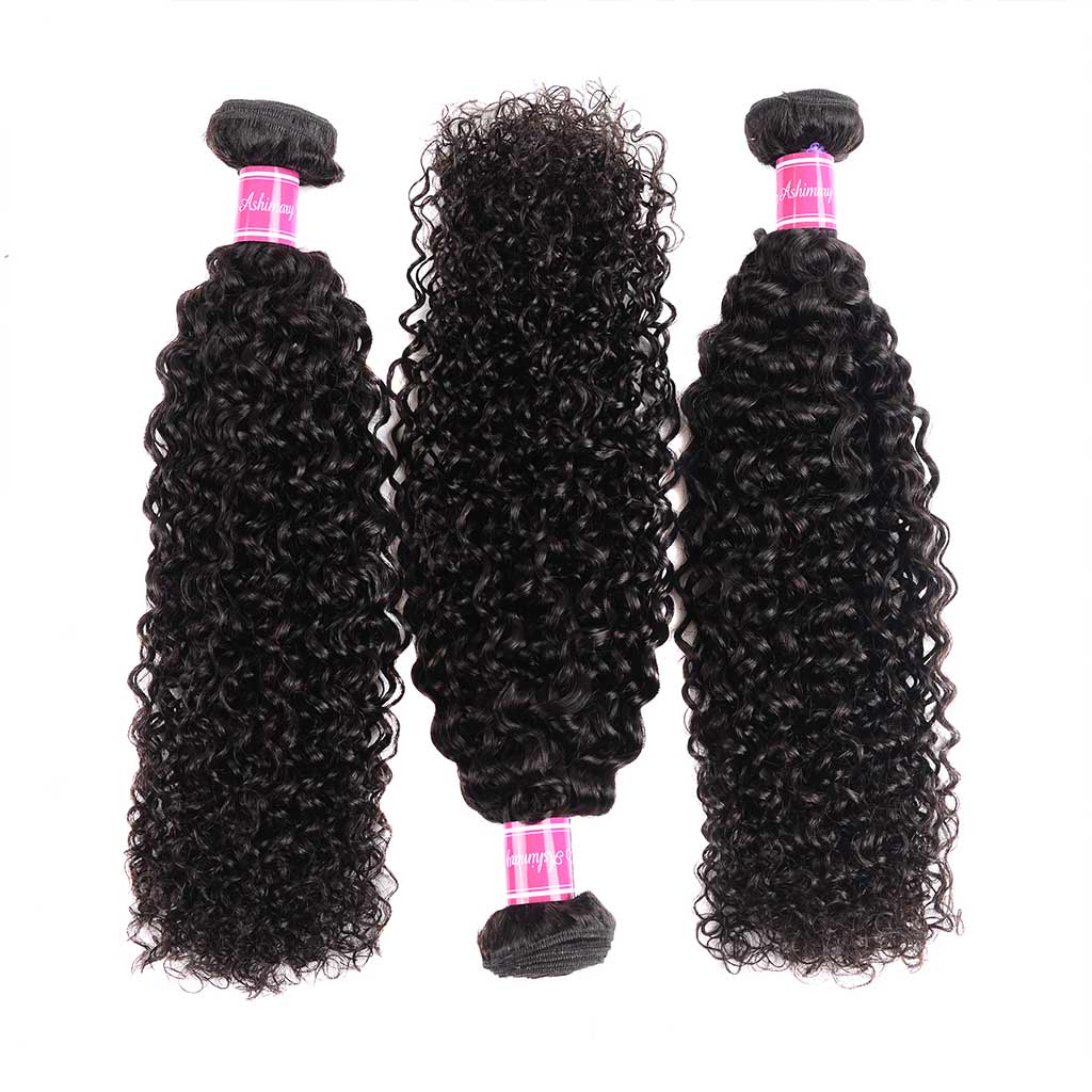 10A Jerry Curly Virgin Hair 3 Bundles With Closure 100% Human Hair