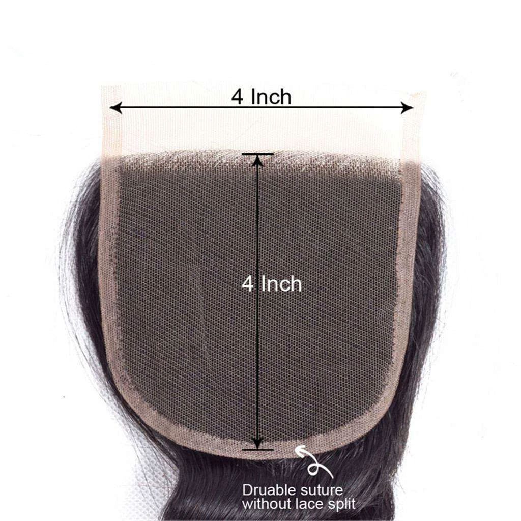10A Loose Wave Hair 4 Bundles With Closure Natural Color