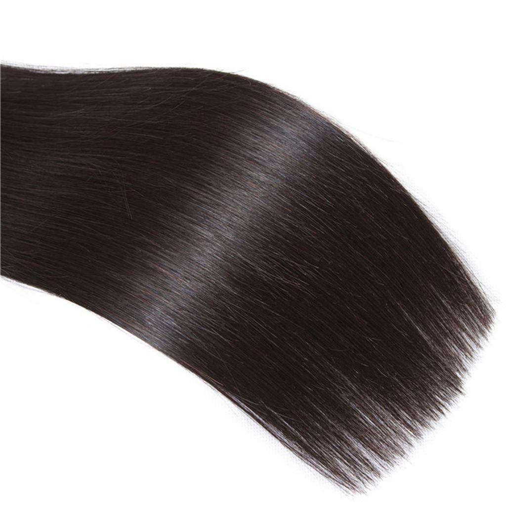 10A Straight Hair 4 Bundles With Closure Natural Color Brazilian Virgin Hair