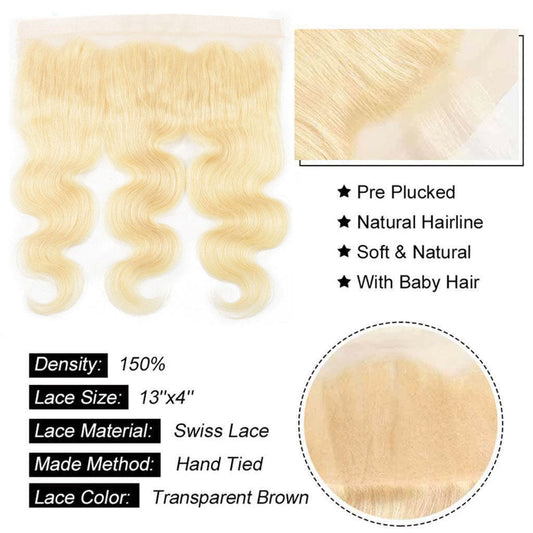 613 Blonde Body Wave Hair Lace Frontal Closure 13x4Inchs 100% Human Hair